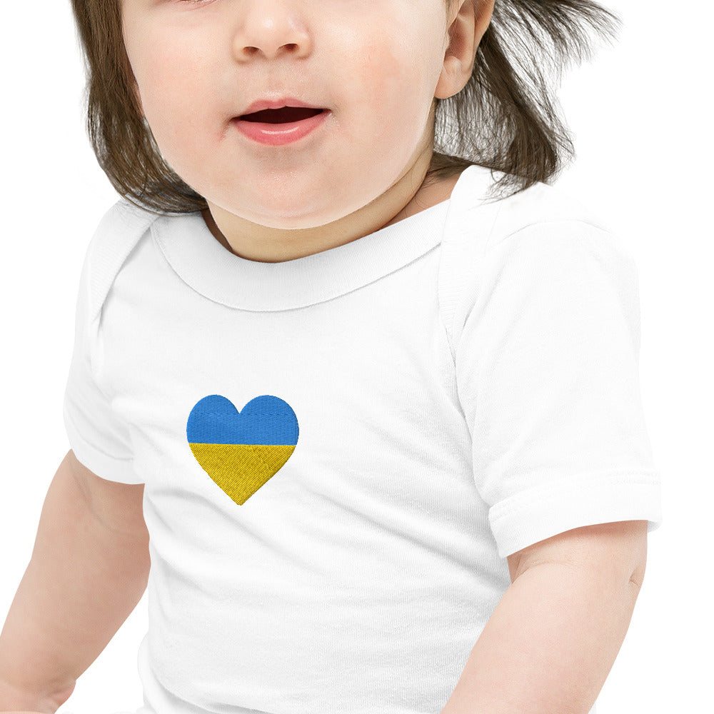 Ukrainian heart baby short sleeve one piece in white 3-24 months