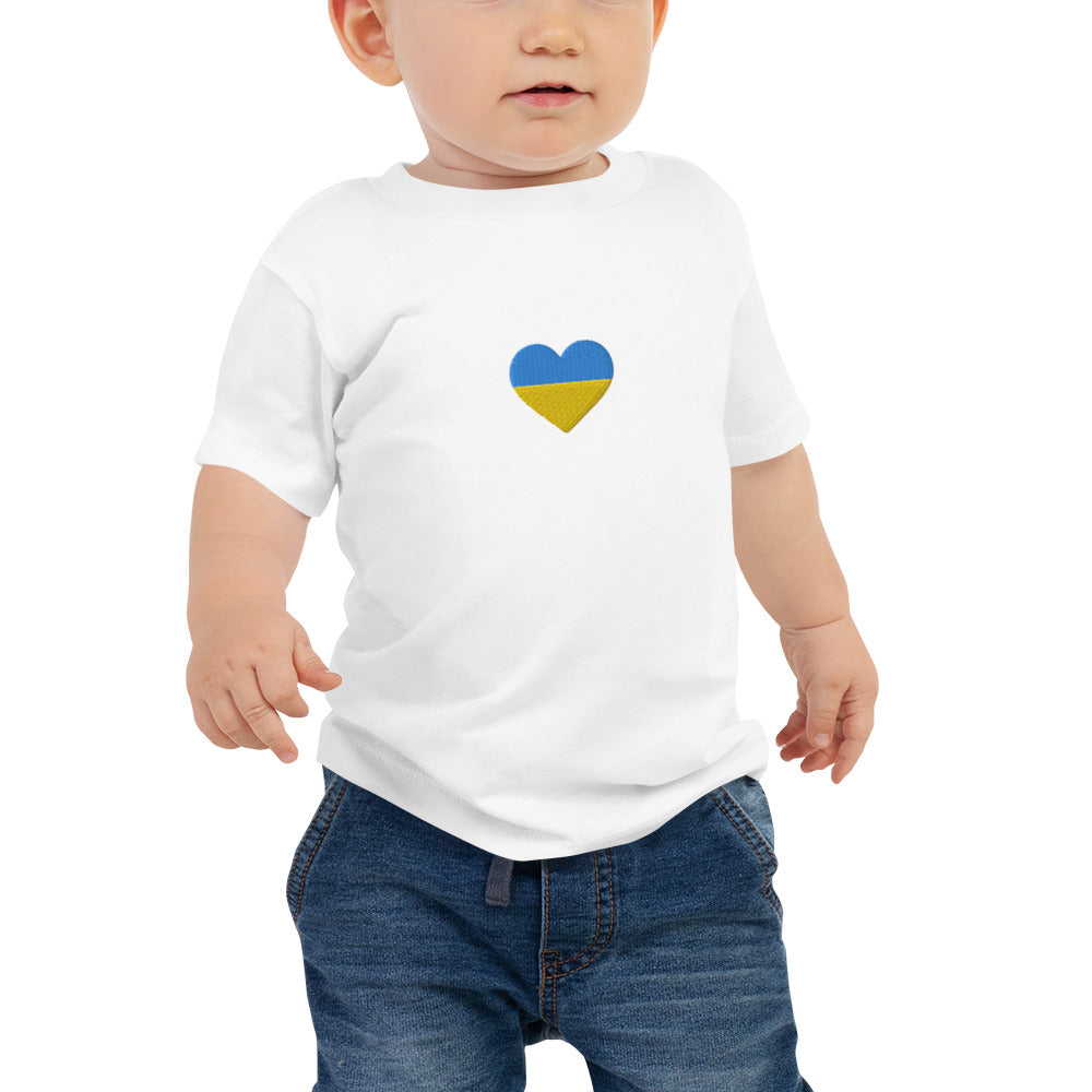 Ukrainian heart embroidered baby Jersey Short Sleeve Tee in white 6-24 months