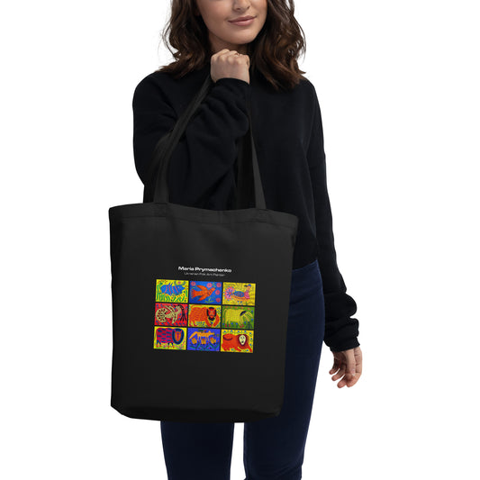 Maria Prymachenko printed Eco Tote Bag in black