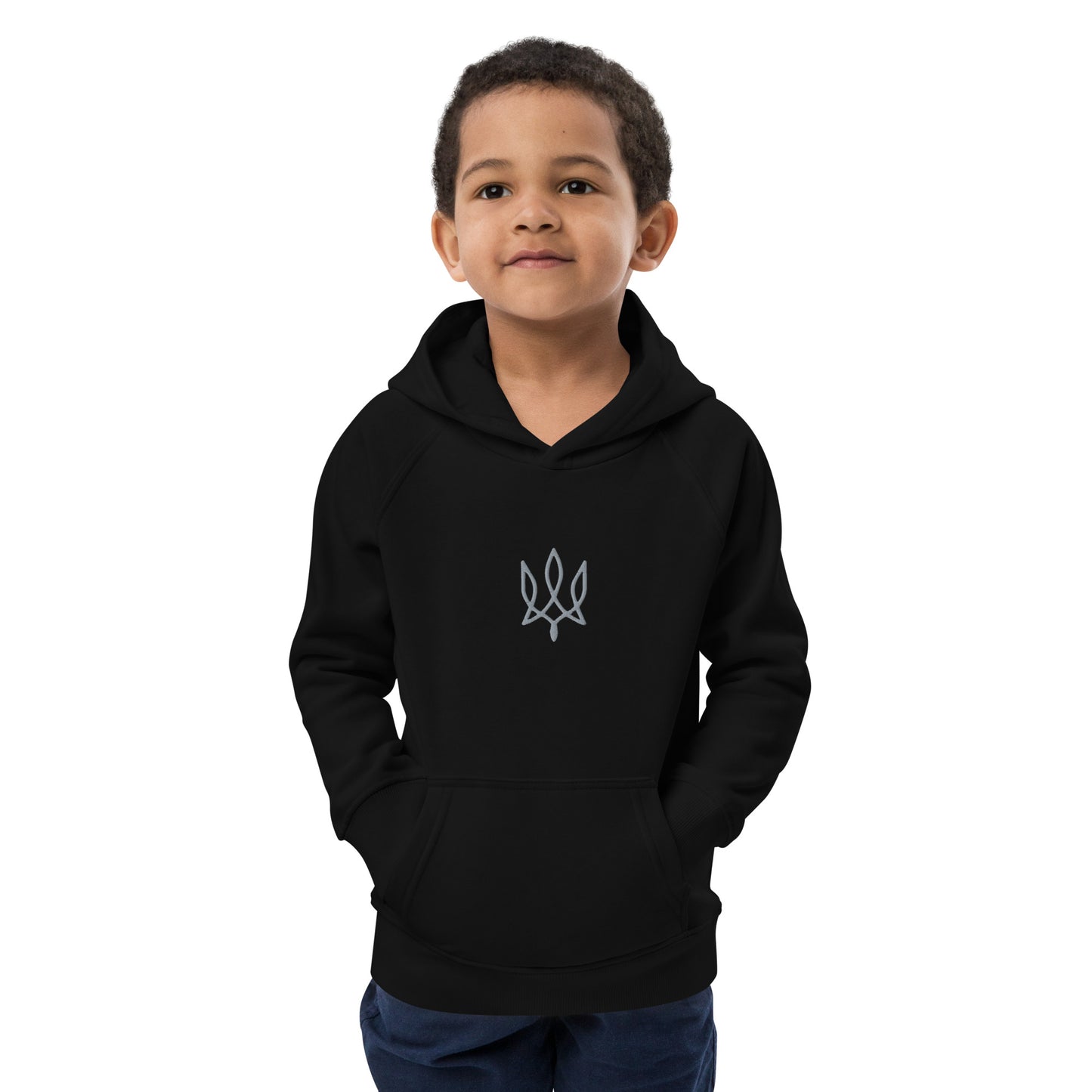 Kids eco hoodie with tryzub embroidery