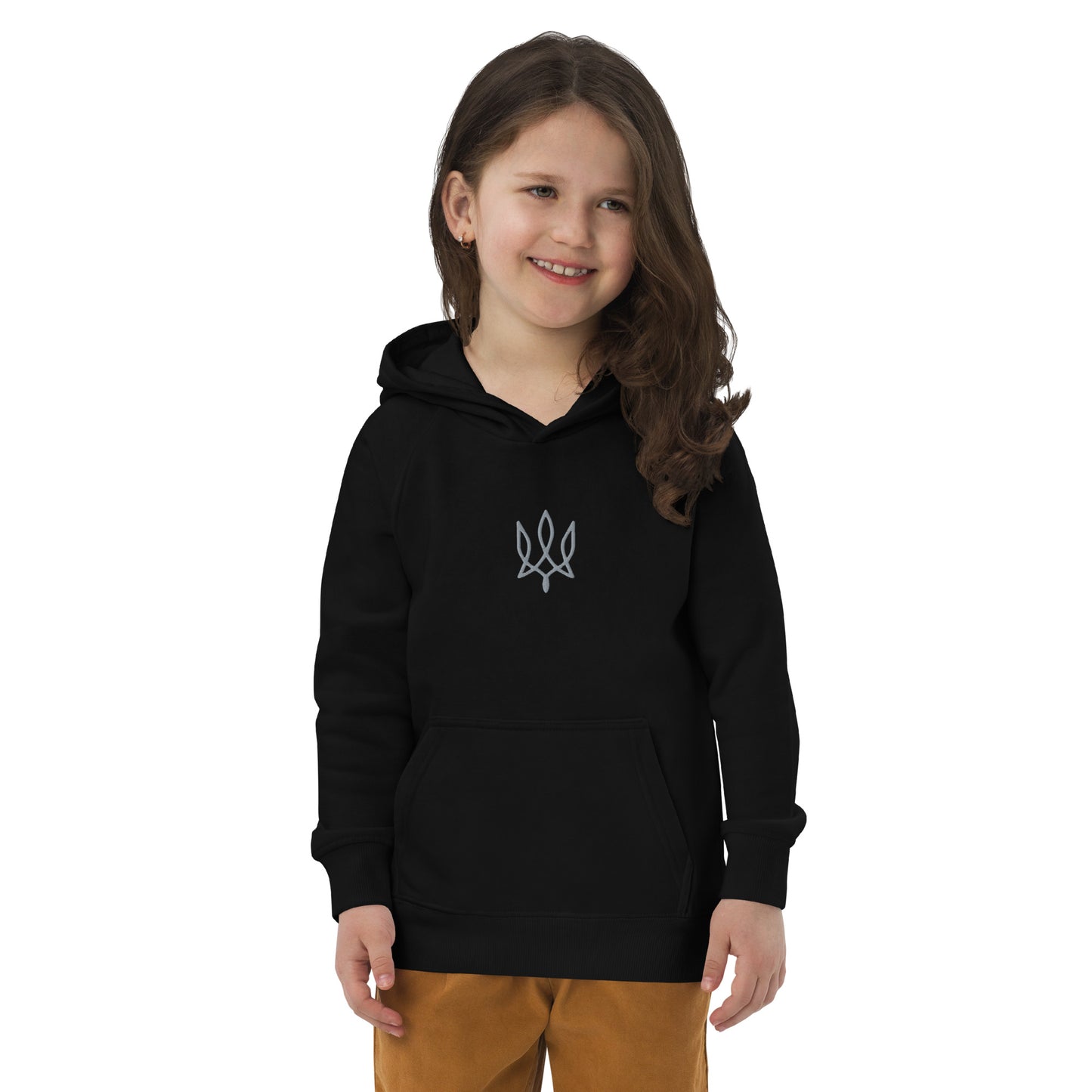 Kids eco hoodie with tryzub embroidery