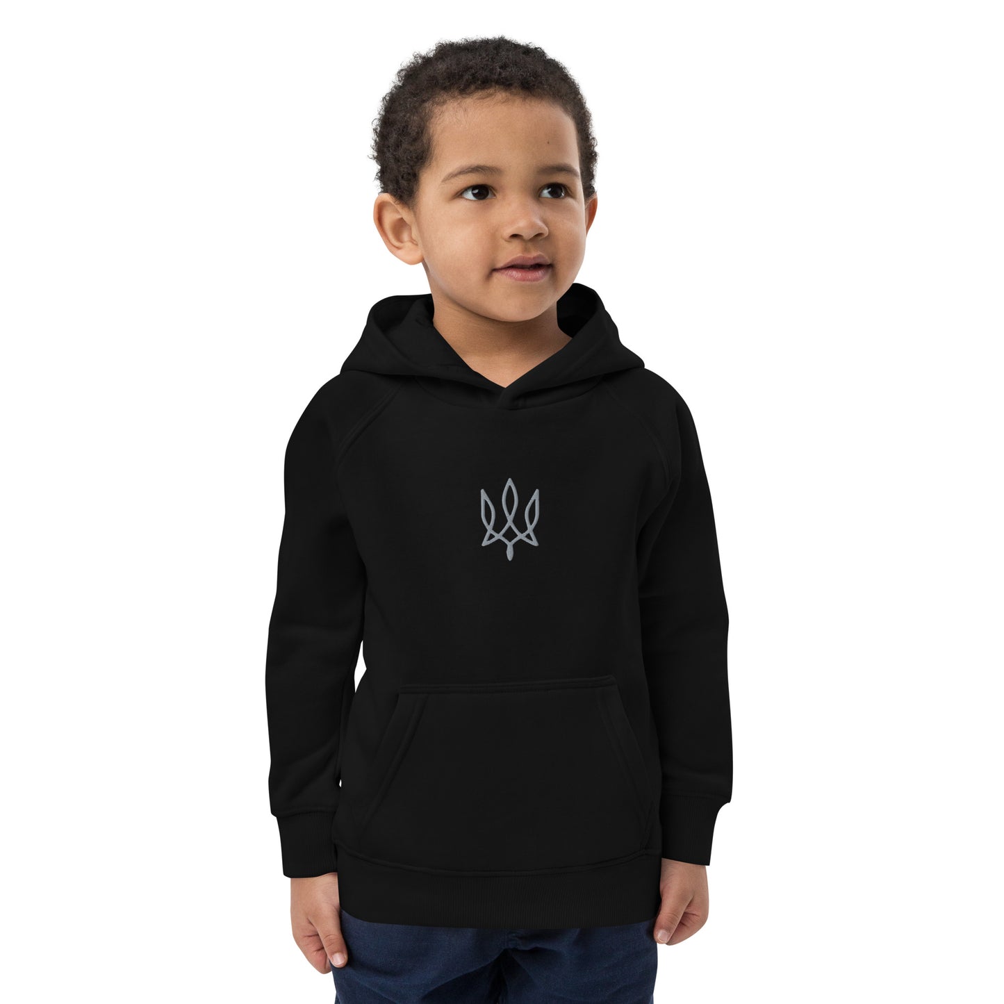 Kids eco hoodie with tryzub embroidery