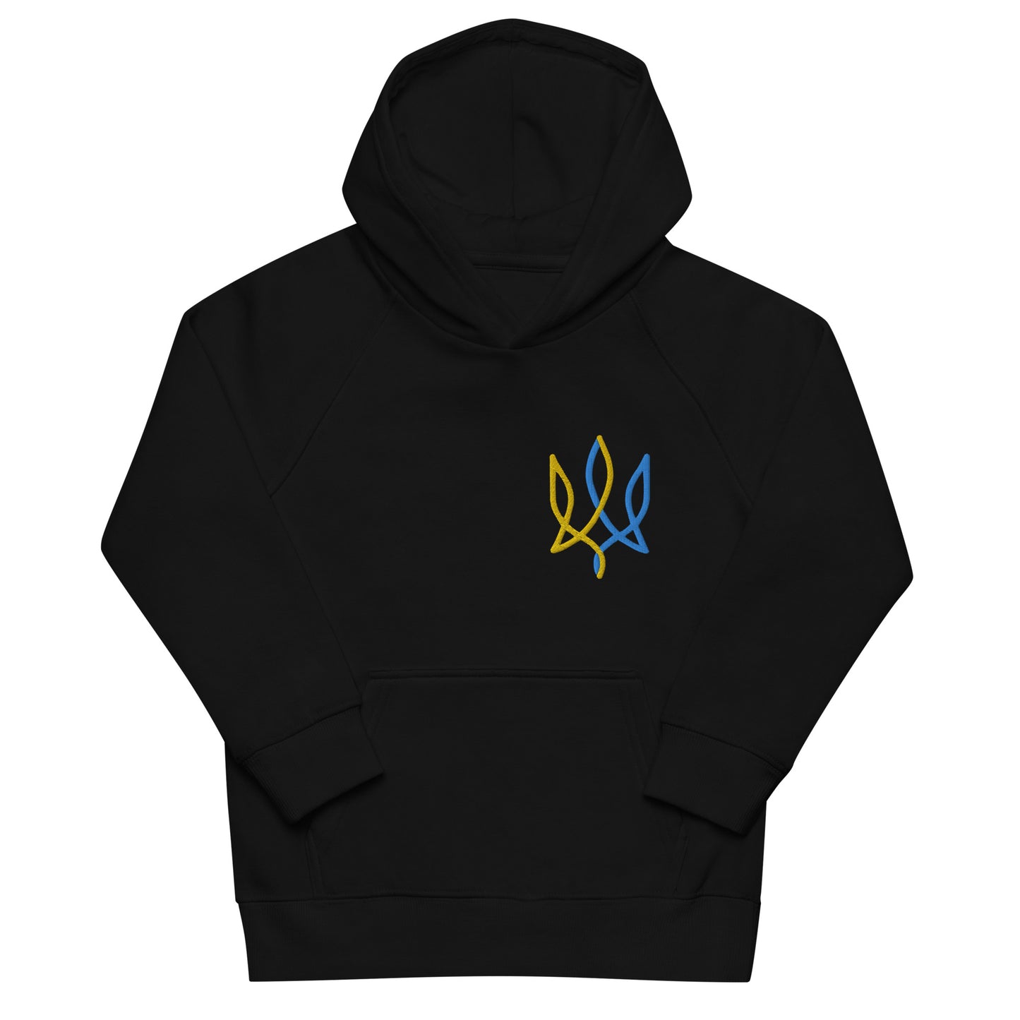 Kids eco hoodie with tryzub embroidery in color