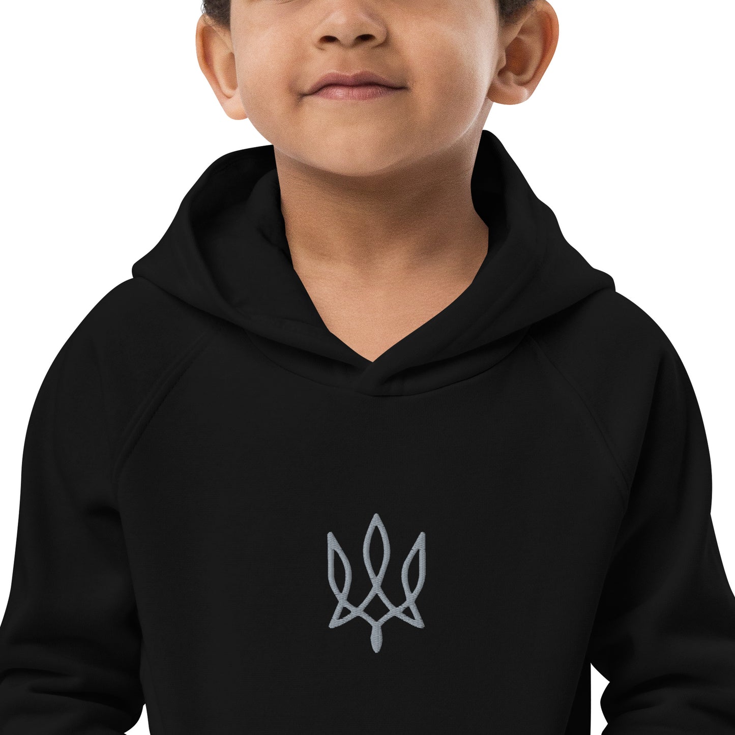 Kids eco hoodie with tryzub embroidery
