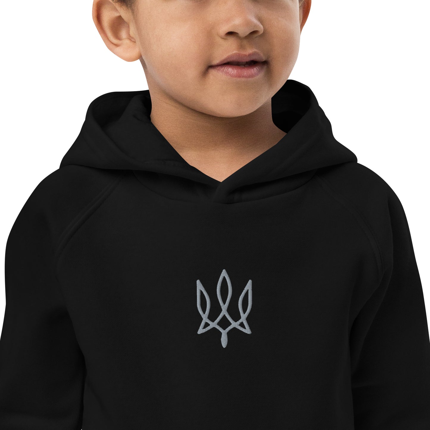 Kids eco hoodie with tryzub embroidery