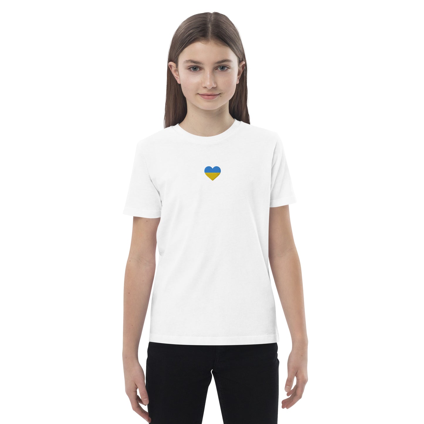 Ukrainian Heart organic cotton kids t-shirt in white 3-14 yrs