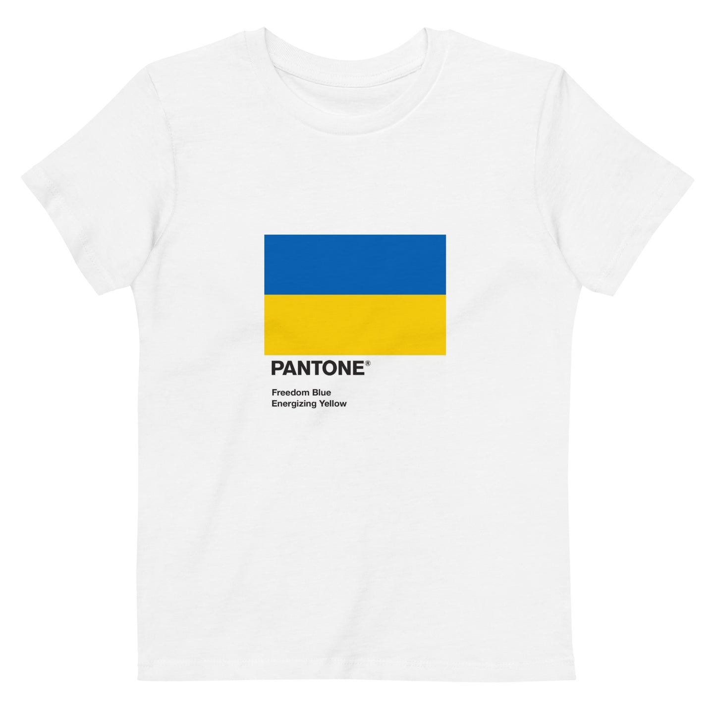 Ukrainian Pantone Flag printed organic cotton kids t-shirt 2-14 yrs