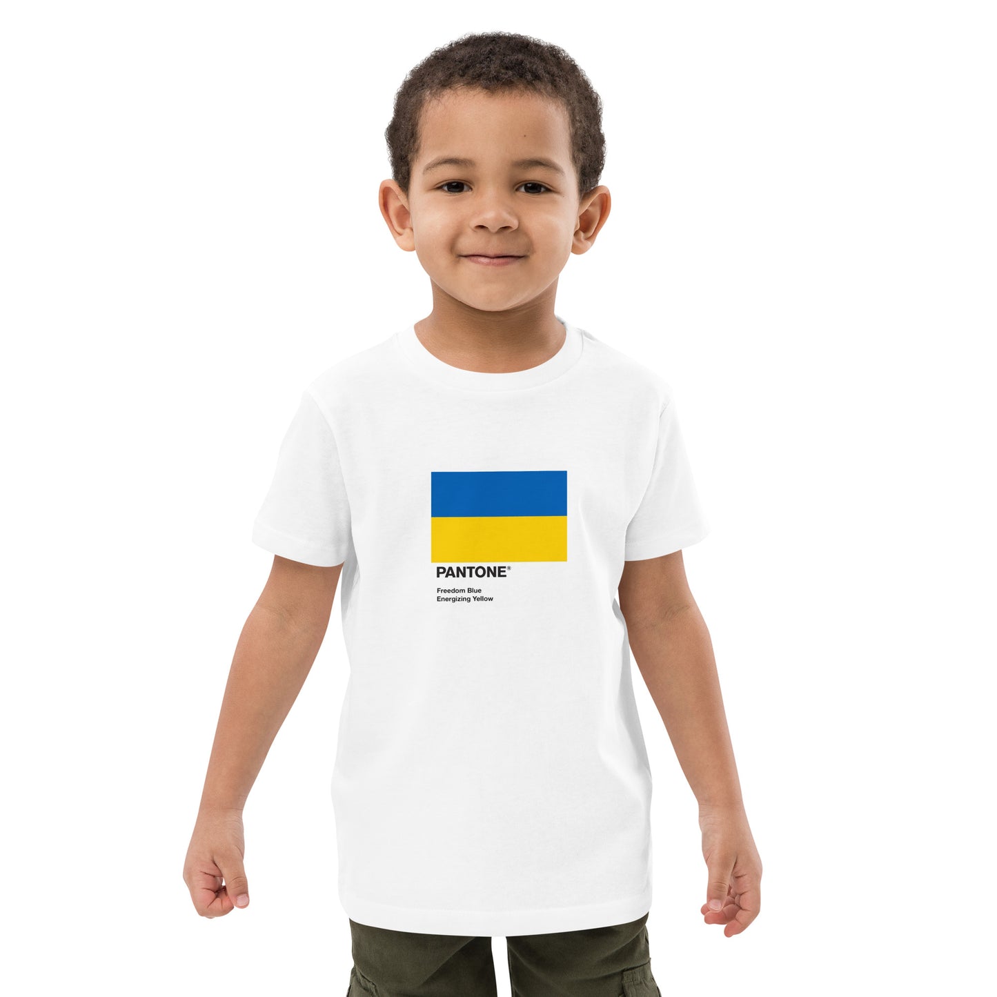 Ukrainian Pantone Flag printed organic cotton kids t-shirt 2-14 yrs