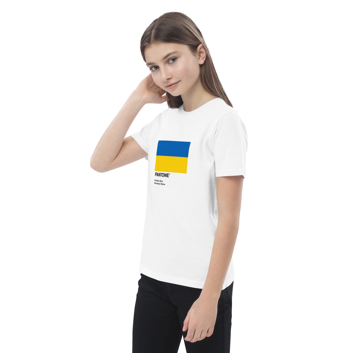 Ukrainian Pantone Flag printed organic cotton kids t-shirt 2-14 yrs