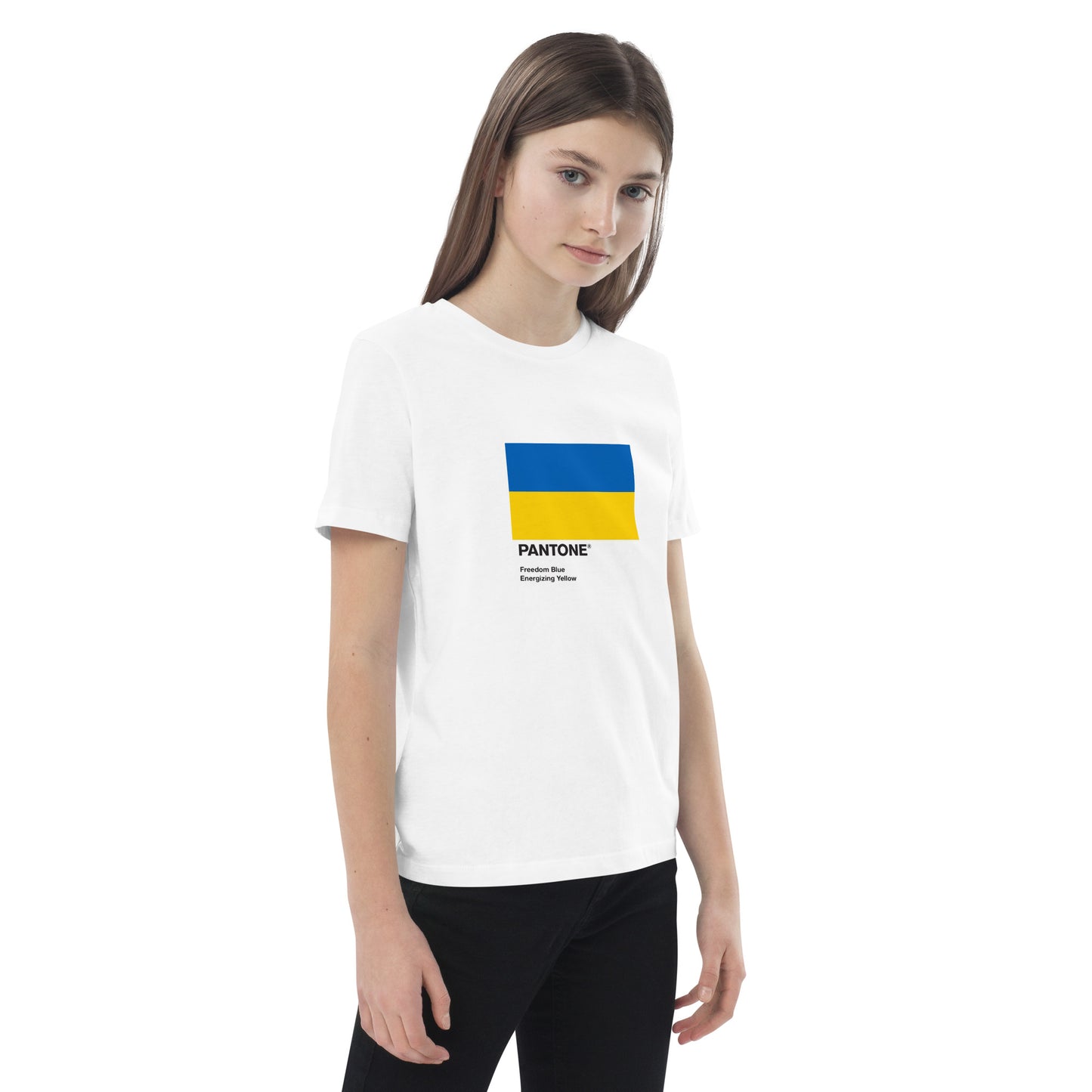 Ukrainian Pantone Flag printed organic cotton kids t-shirt 2-14 yrs