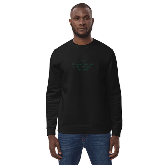 Amazingly gorgeous embroidered unisex eco sweatshirt in black