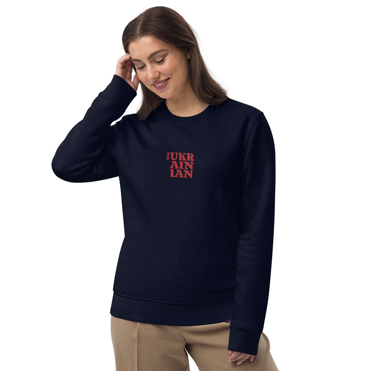 The Ukrainian embroidered unisex eco sweatshirt in dark blue