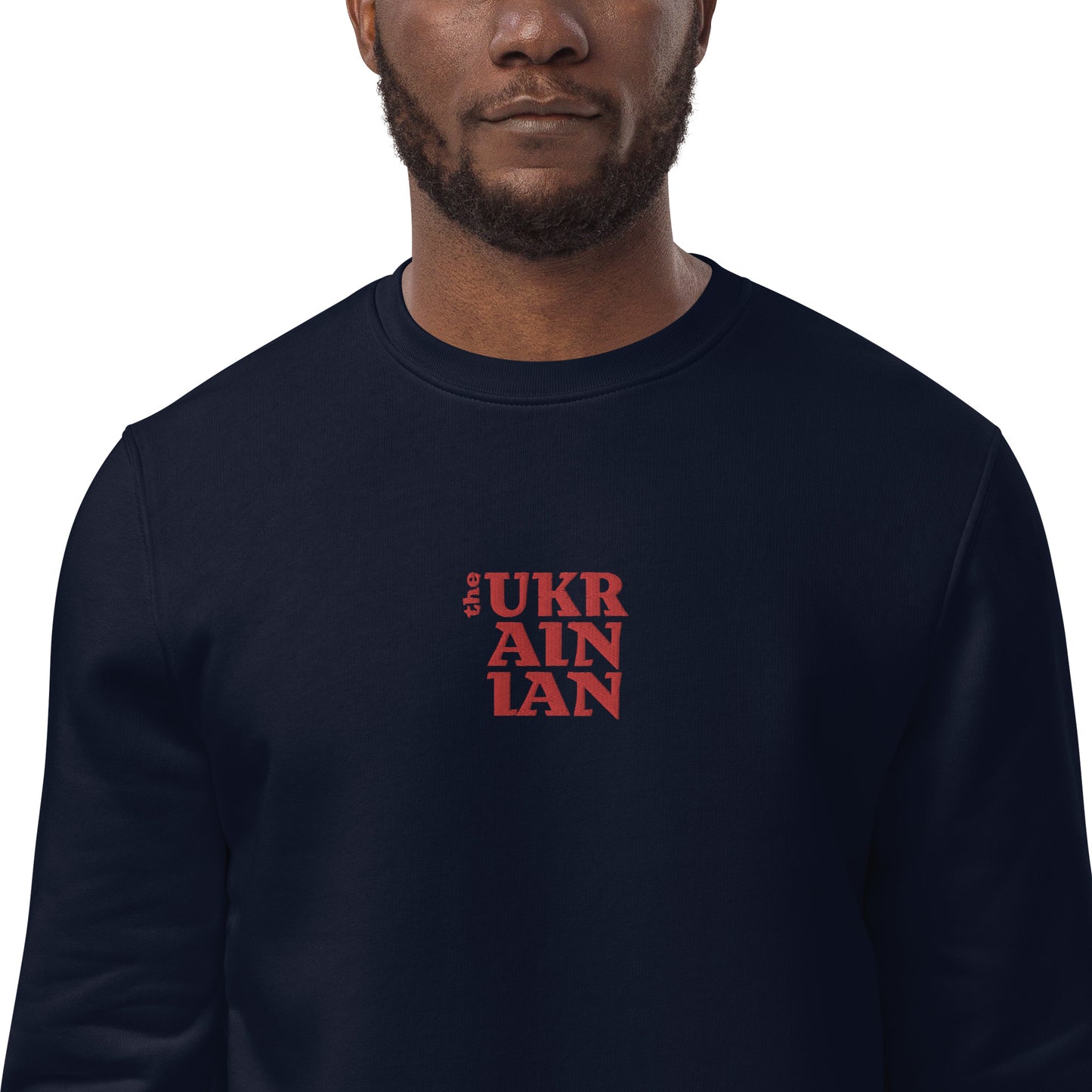The Ukrainian embroidered unisex eco sweatshirt in dark blue