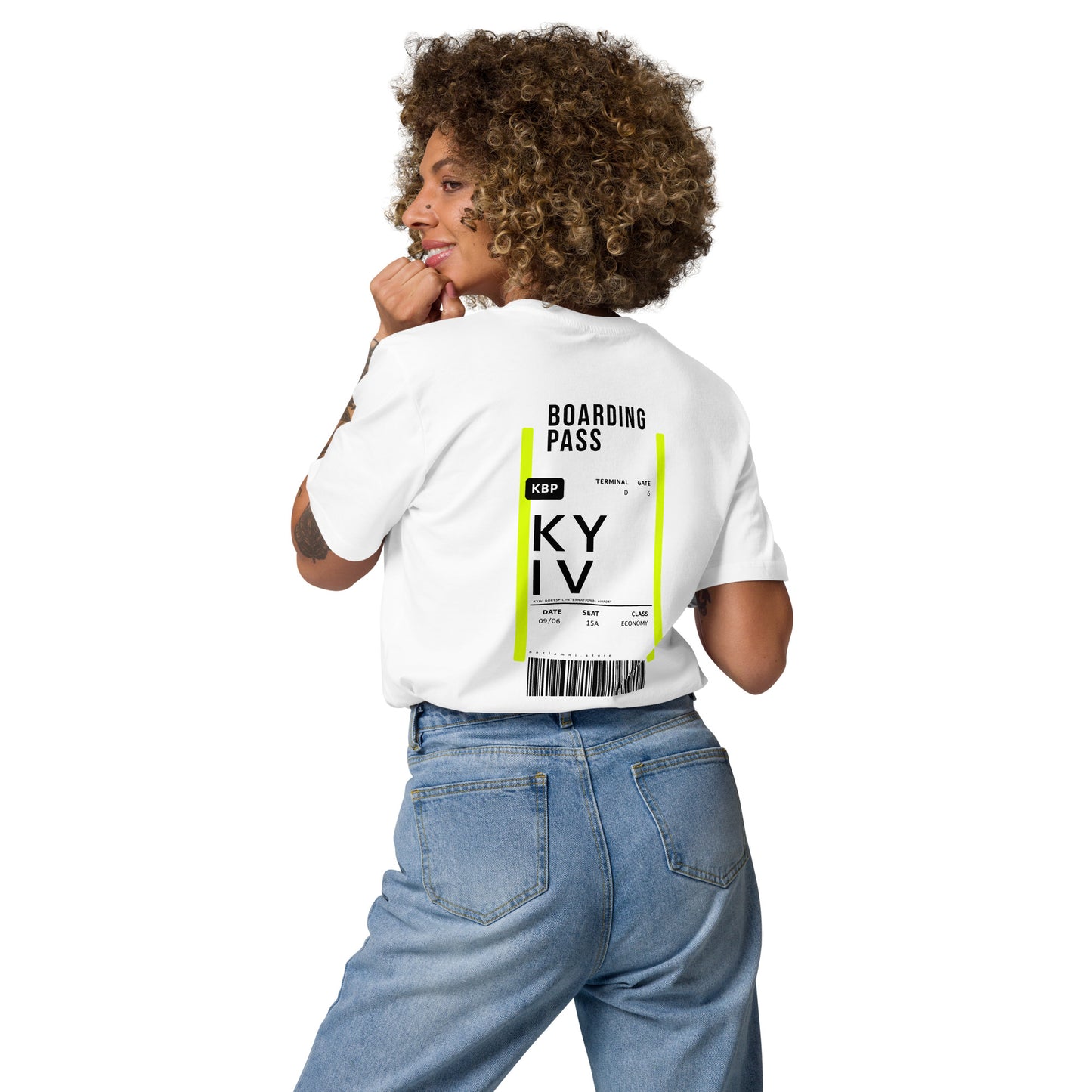 Boarding pass Kyiv Unisex organic cotton t-shirt