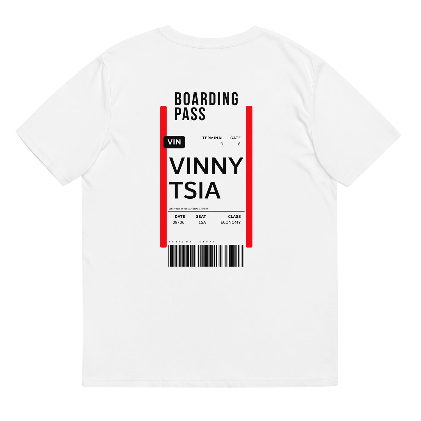Boarding Pass Vinnytsia unisex organic cotton t-shirt