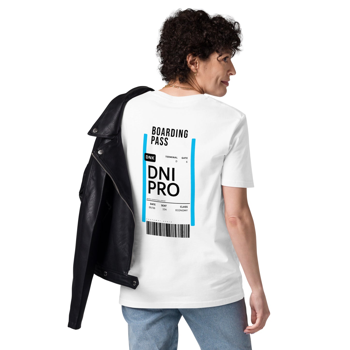Boarding Pass Dnipro Unisex organic cotton t-shirt