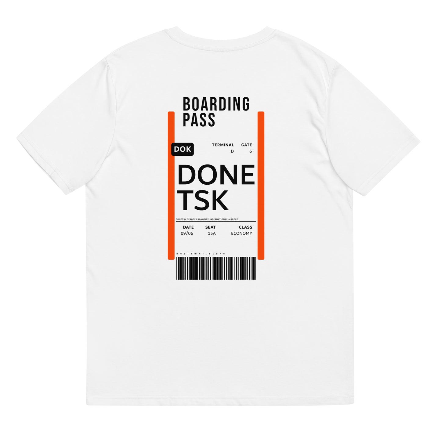 Boarding Pass Donetsk unisex organic cotton t-shirt