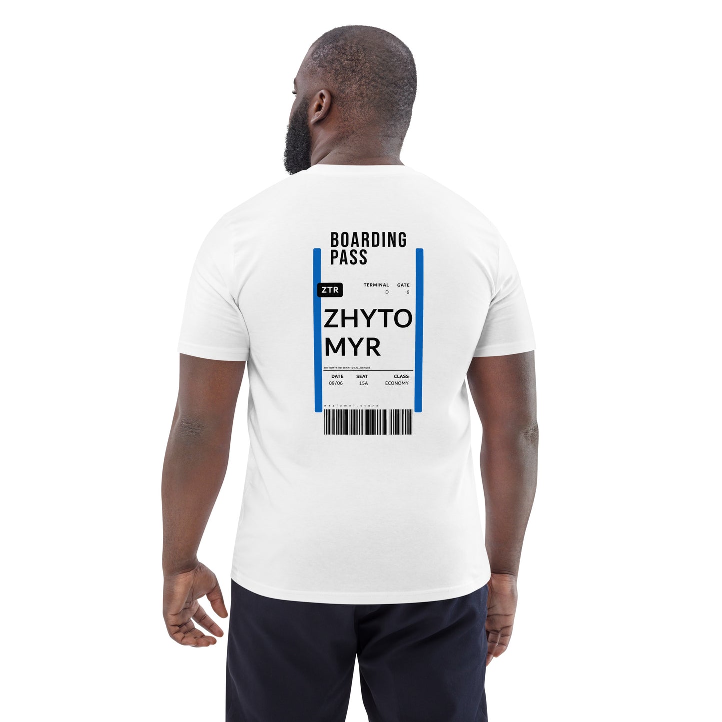 Boarding Pass Zhytomyr unisex organic cotton t-shirt
