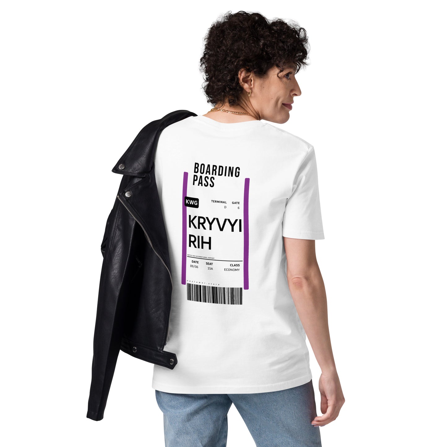 Boarding Pass Kryvyi Rih unisex organic cotton t-shirt