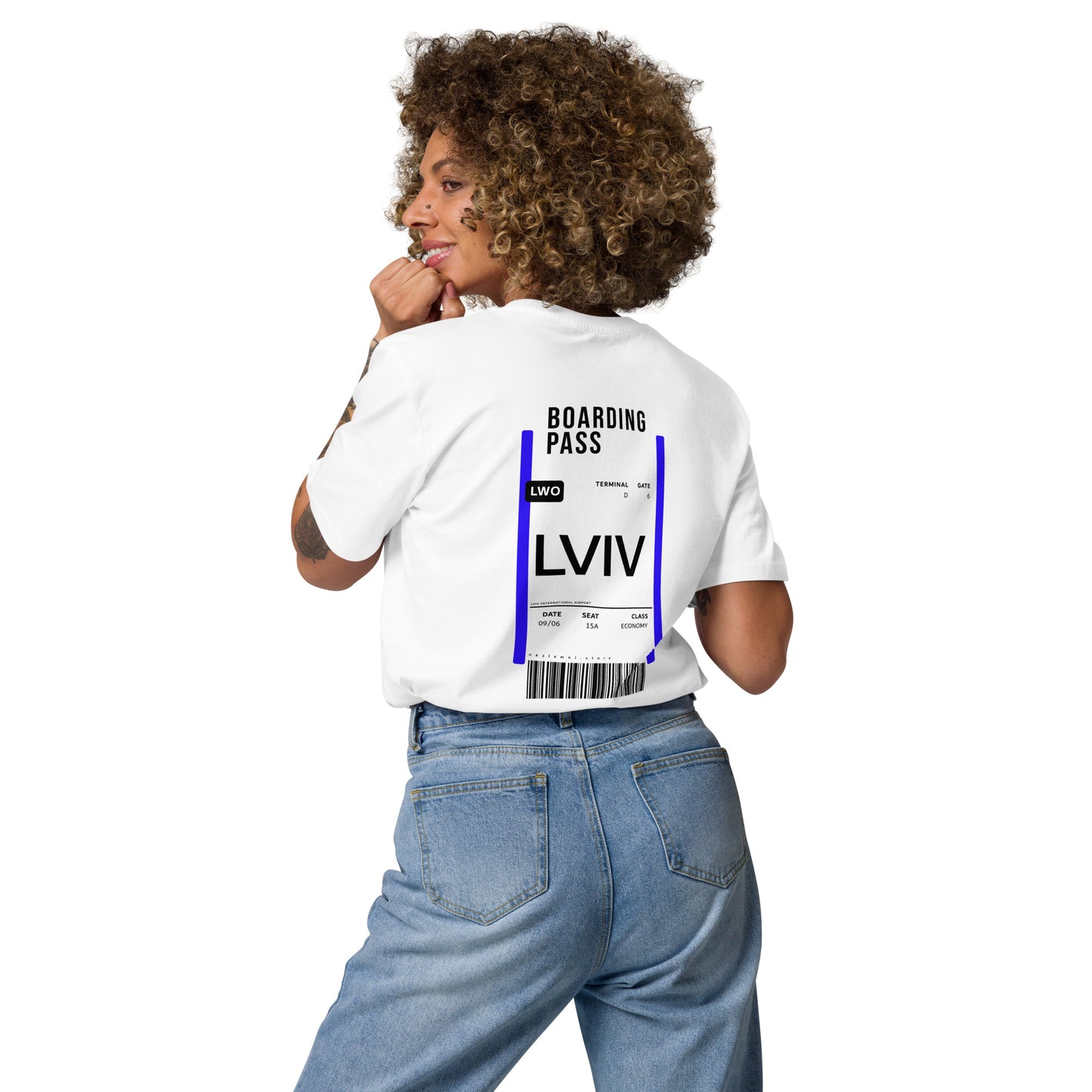 Boarding Pass Lviv unisex organic cotton t-shirt