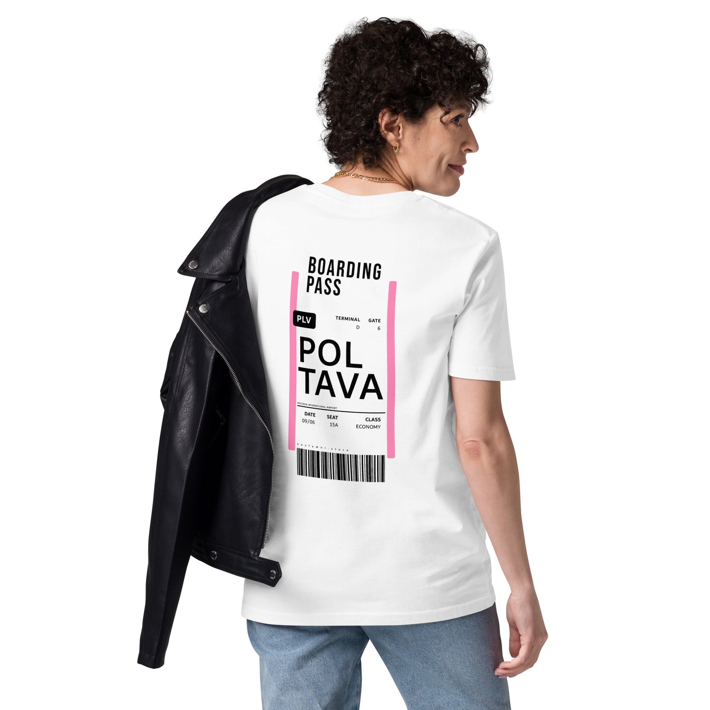 Boarding Pass Poltava unisex organic cotton t-shirt