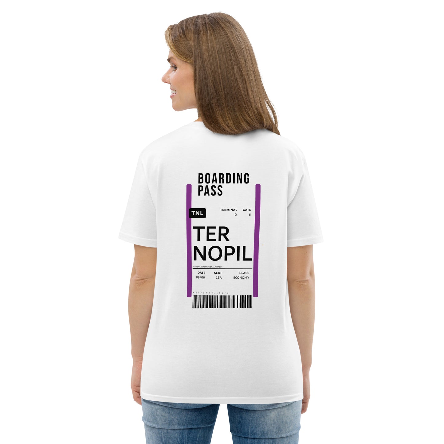 Boarding Pass Ternopil unisex organic cotton t-shirt