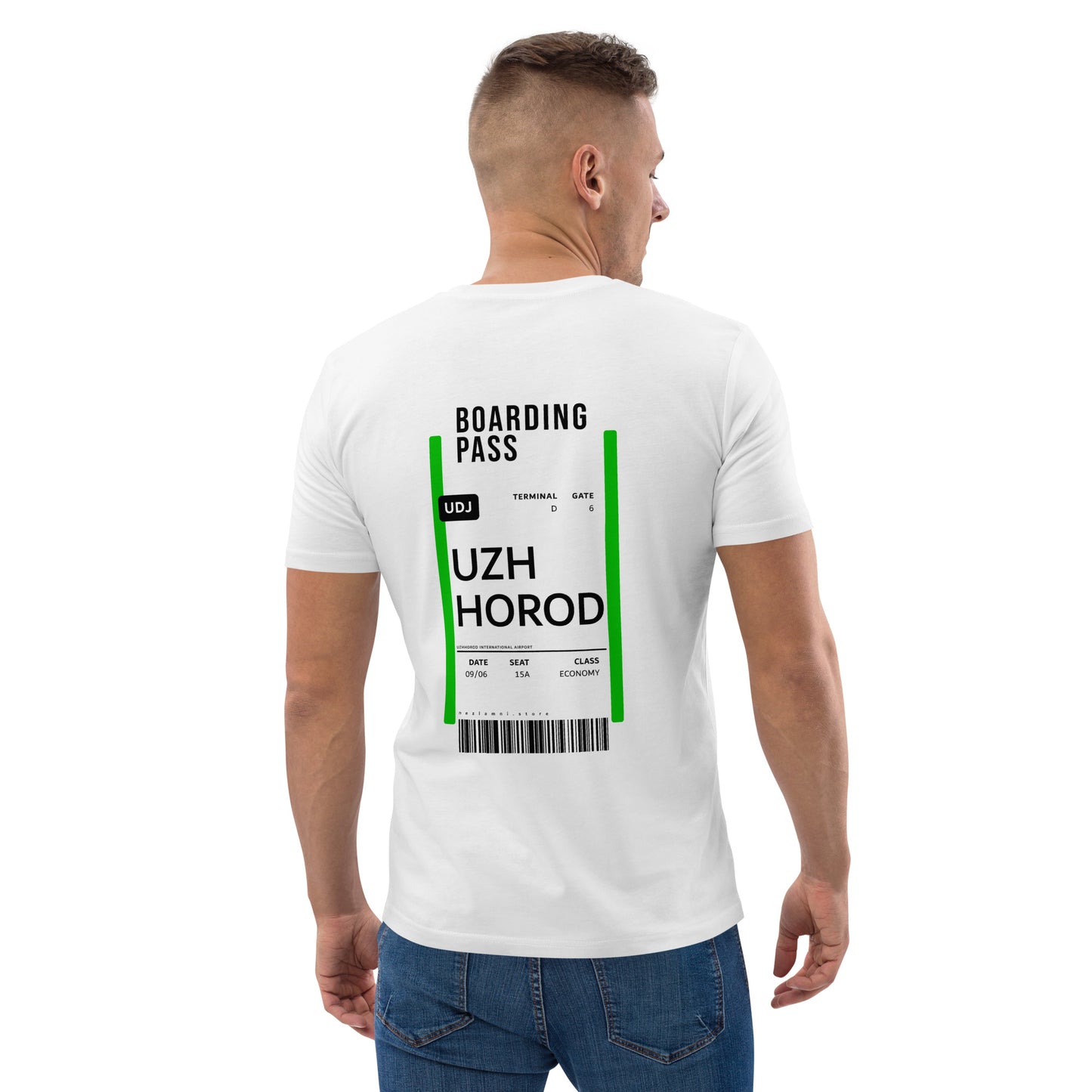 Boarding Pass Uzhhorod unisex organic cotton t-shirt
