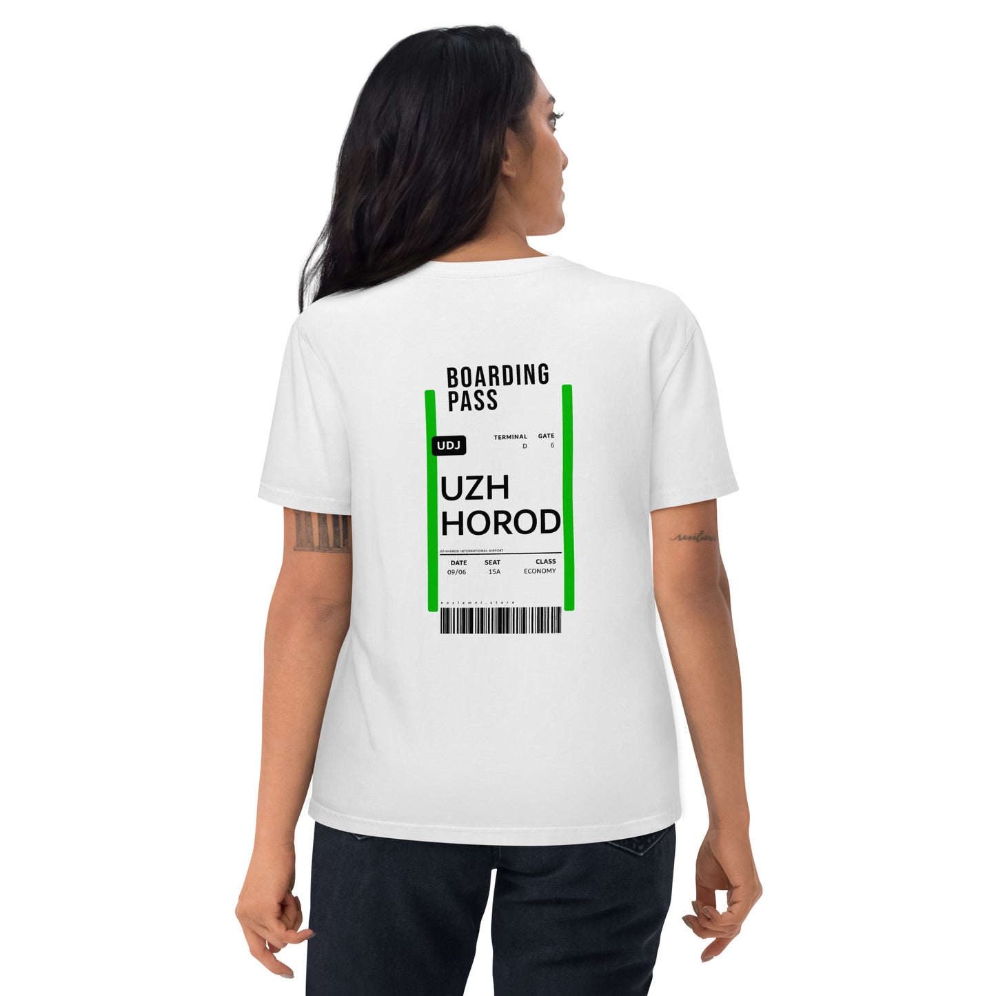 Boarding Pass Uzhhorod unisex organic cotton t-shirt