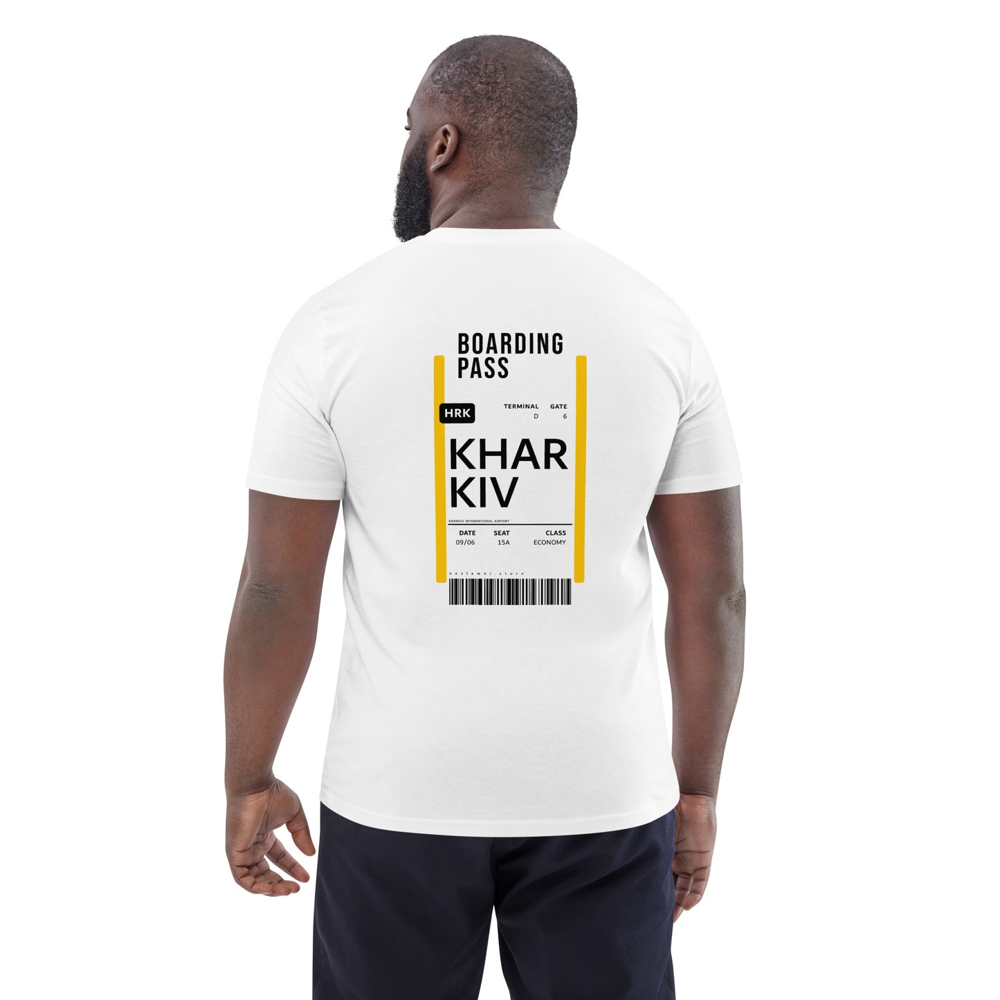 Boarding Pass Kharkiv unisex organic cotton t-shirt