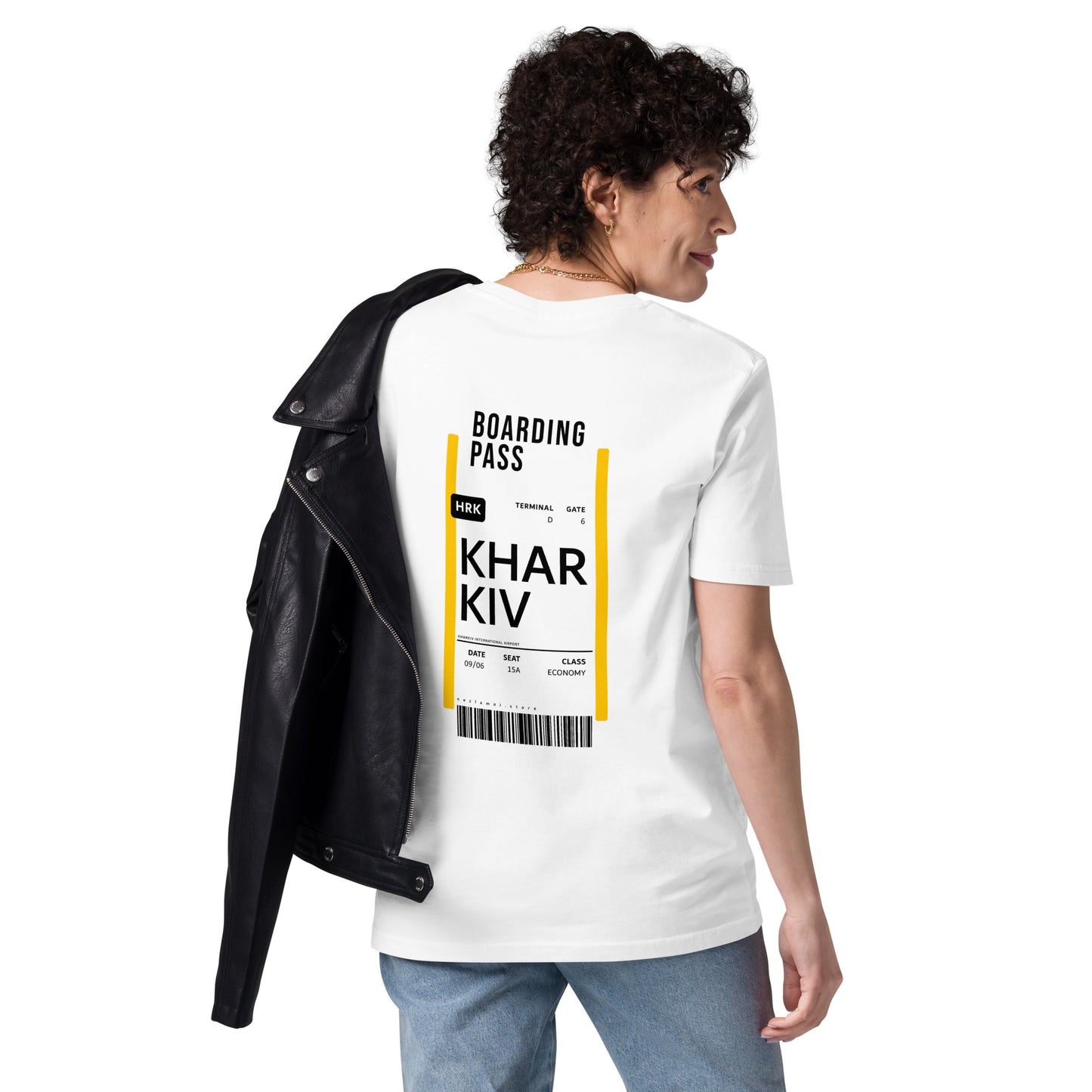 Boarding Pass Kharkiv unisex organic cotton t-shirt