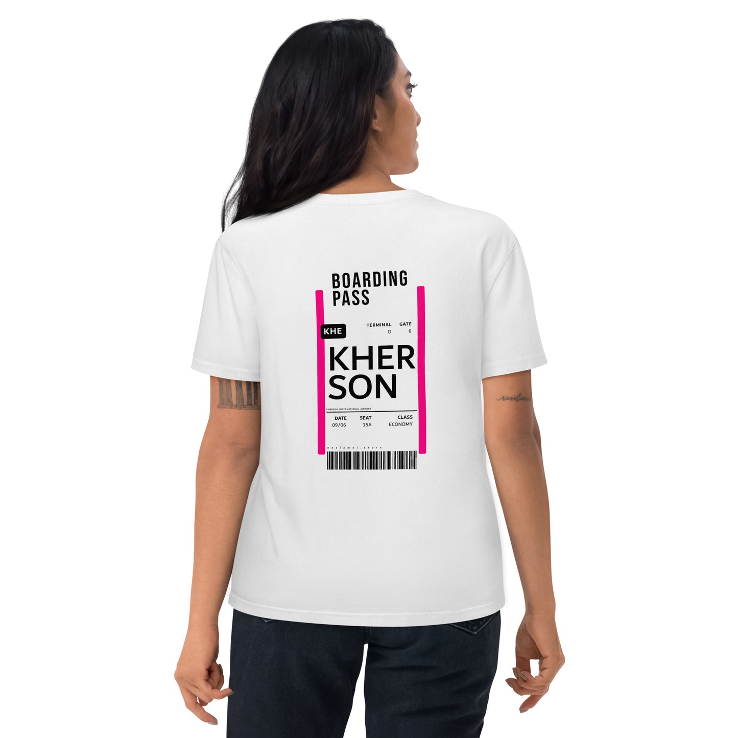 Boarding Pass Kherson unisex organic cotton t-shirt