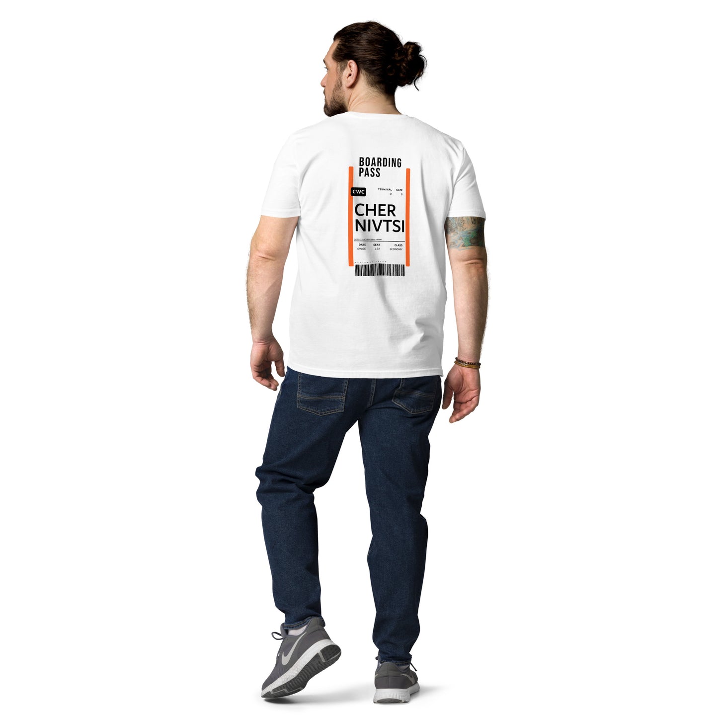 Boarding Pass Chernivtsi unisex organic cotton t-shirt