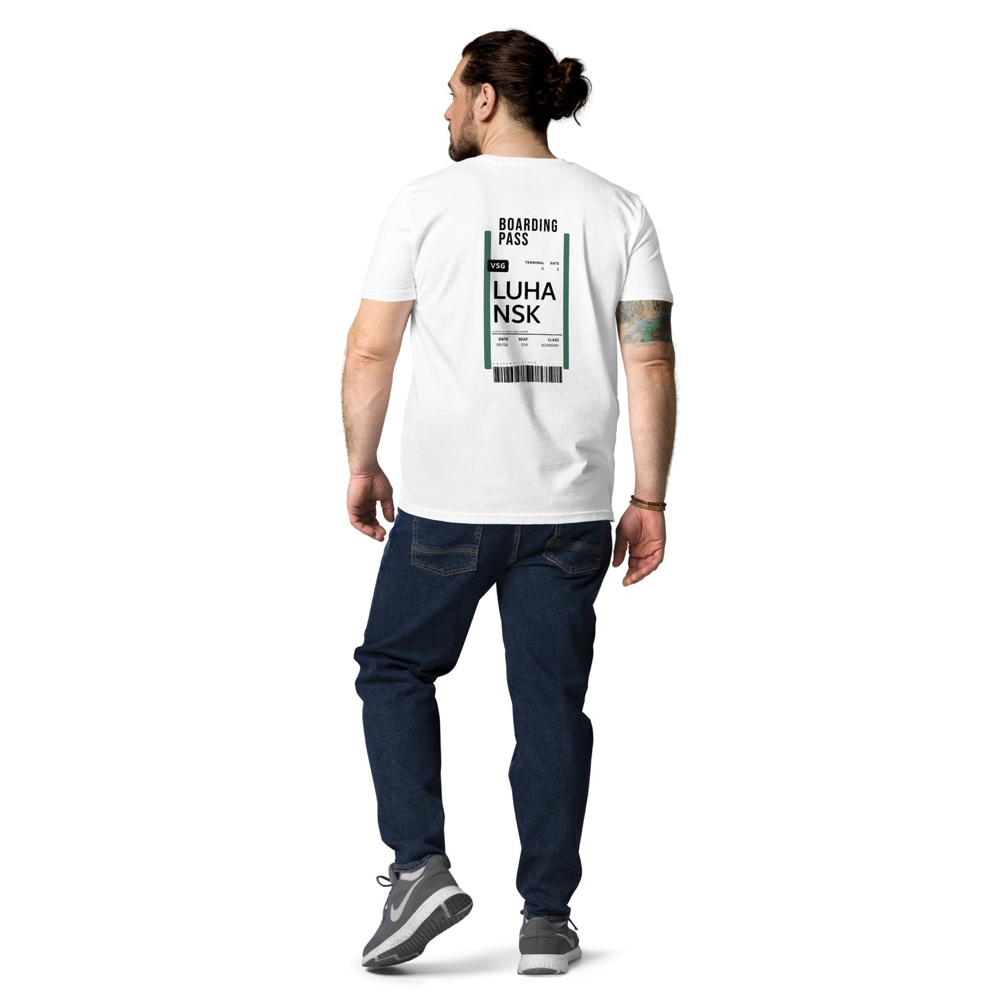 Boarding Pass Luhansk unisex organic cotton t-shirt