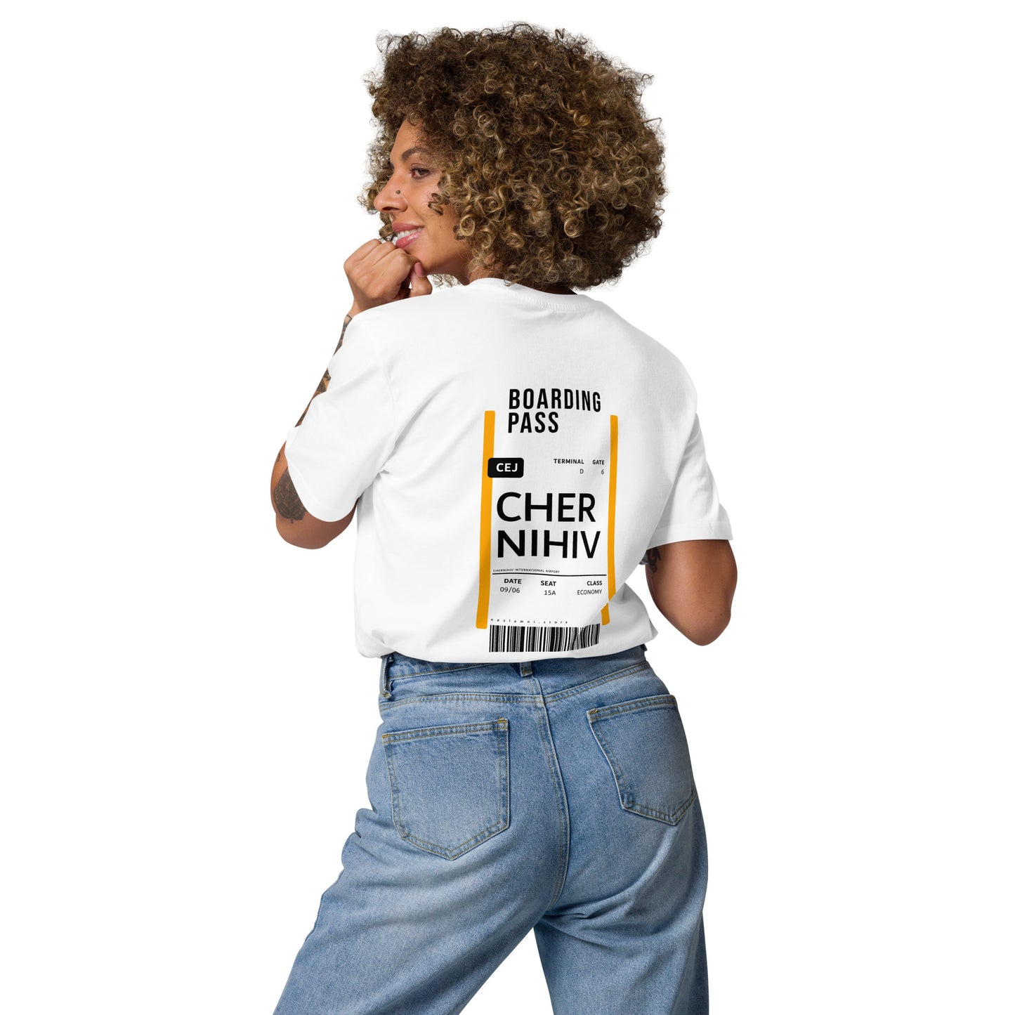 Boarding Pass Chernihiv unisex organic cotton t-shirt