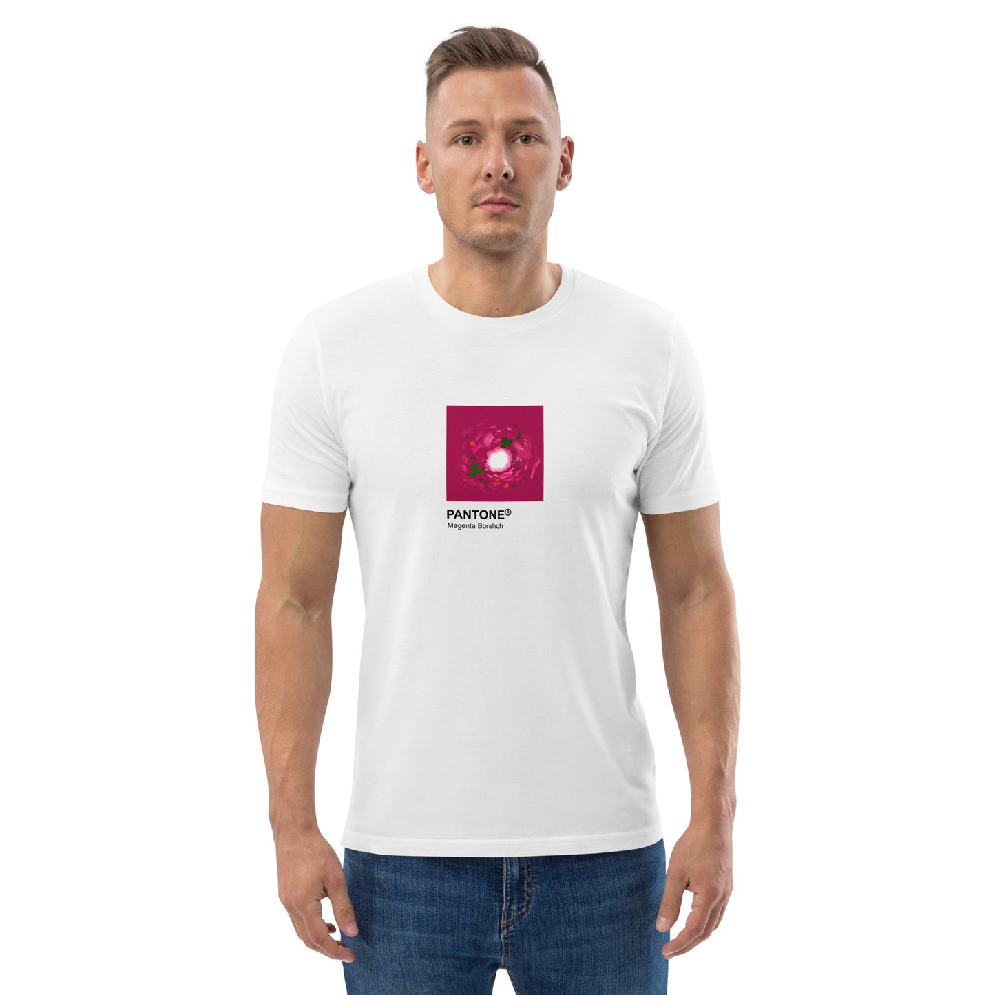 Borshch printed unisex organic cotton t-shirt in white