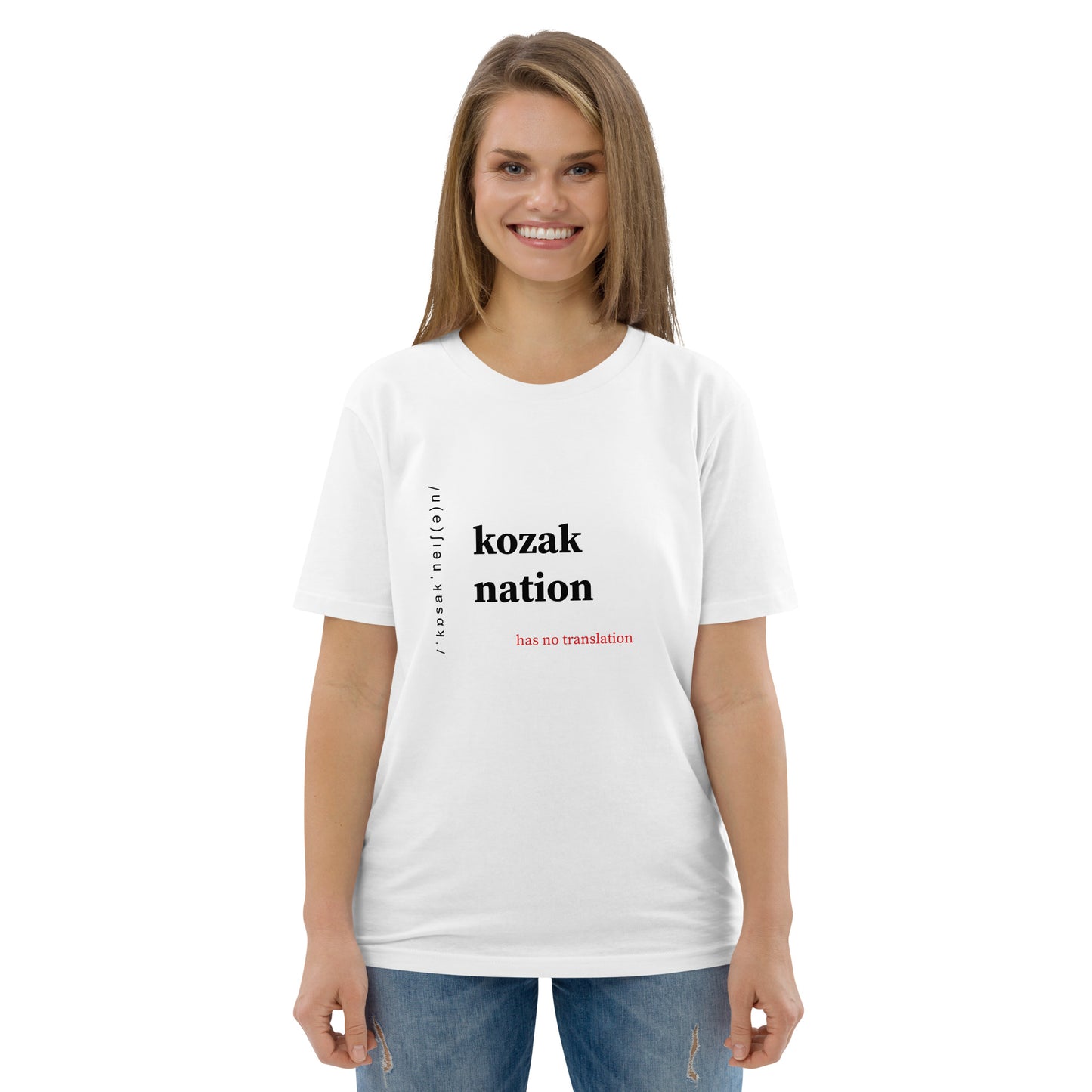 Kozak Nation unisex printed organic cotton t-shirt in white