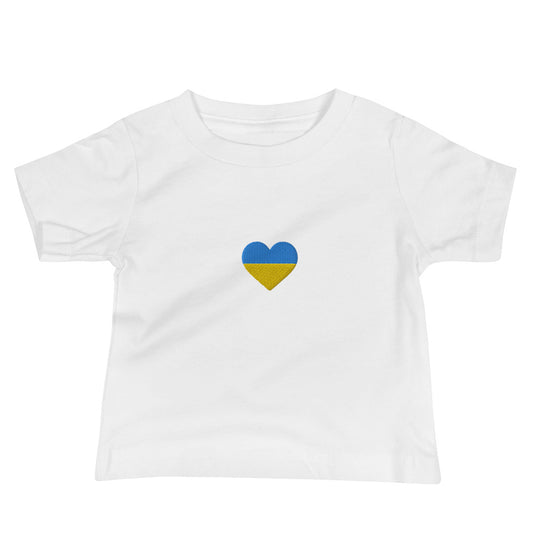 Ukrainian heart embroidered baby Jersey Short Sleeve Tee in white 6-24 months