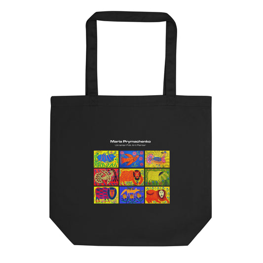 Maria Prymachenko printed Eco Tote Bag in black