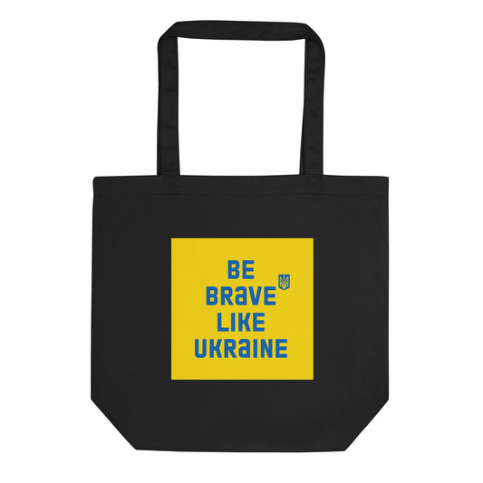 Be brave yellow Eco Tote Bag in black