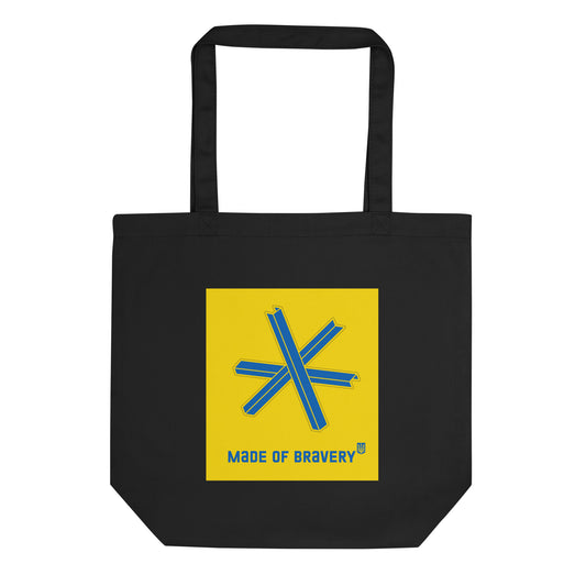 Made of bravery yellow Eco Tote Bag in black