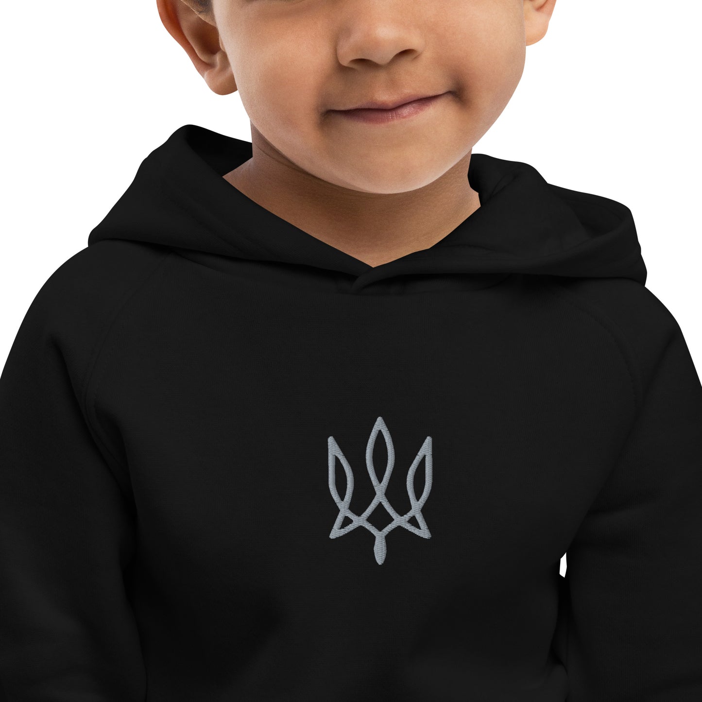 Kids eco hoodie with tryzub embroidery