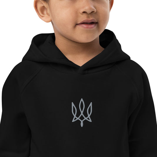Kids eco hoodie with tryzub embroidery