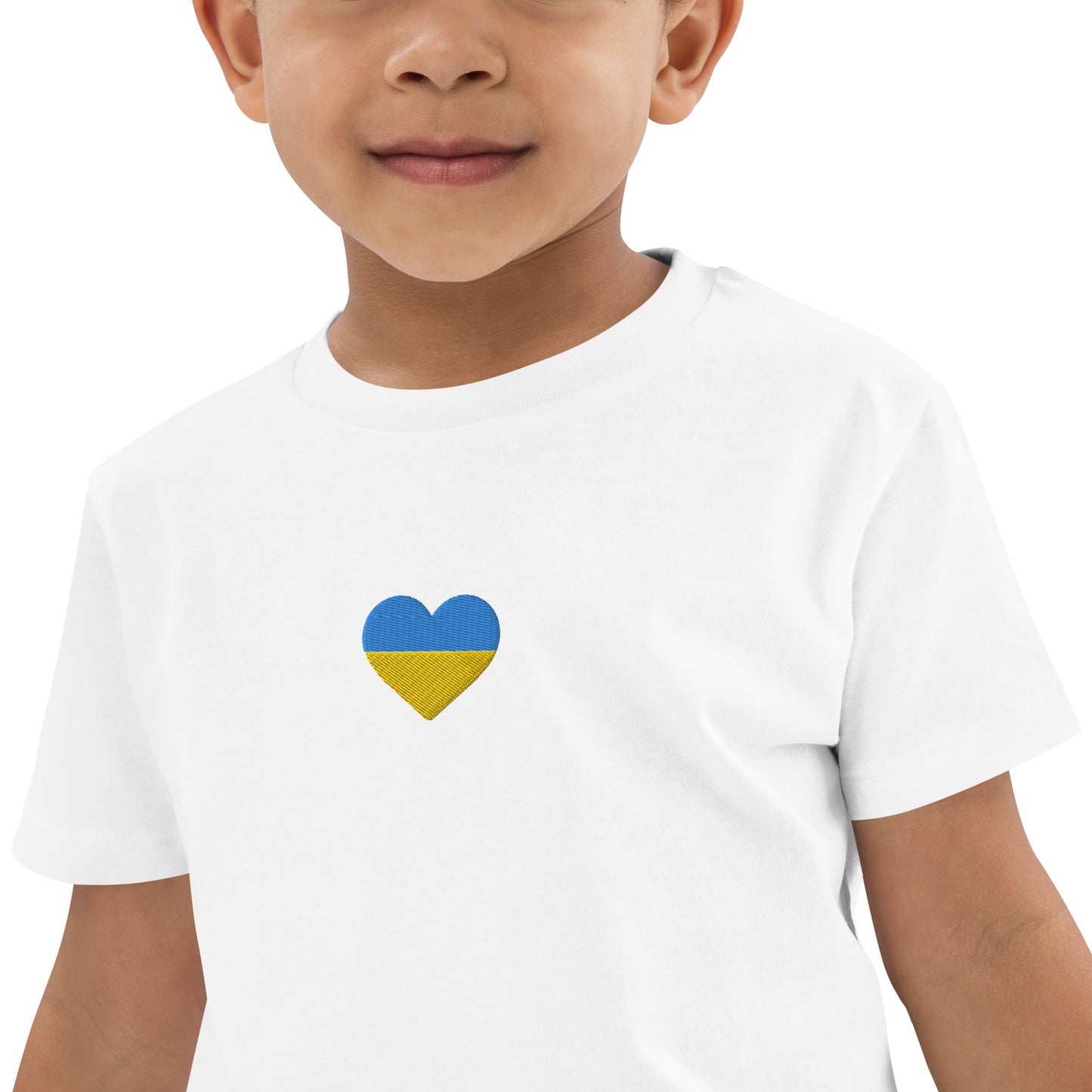 Ukrainian Heart organic cotton kids t-shirt in white 3-14 yrs
