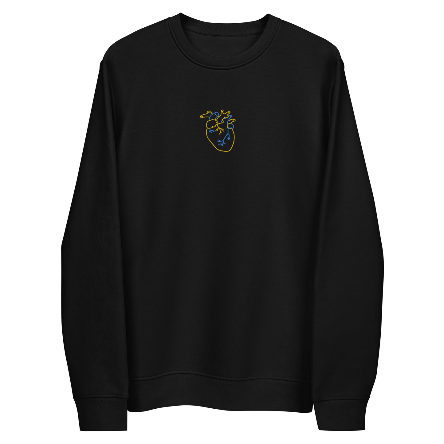 Heart lines embroidered unisex eco sweatshirt in black