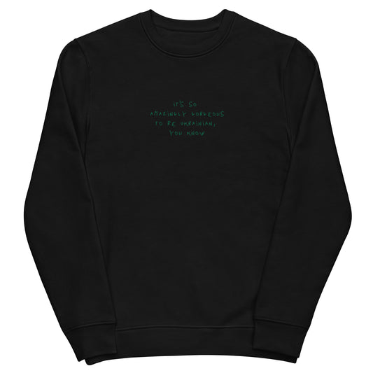 Amazingly gorgeous embroidered unisex eco sweatshirt in black