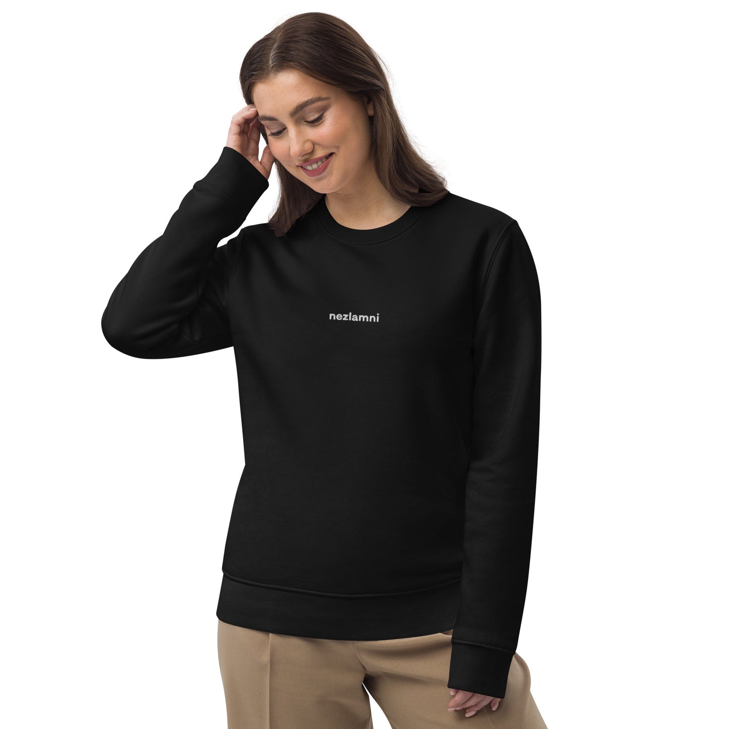 Nezlamni embroidered unisex eco sweatshirt in black