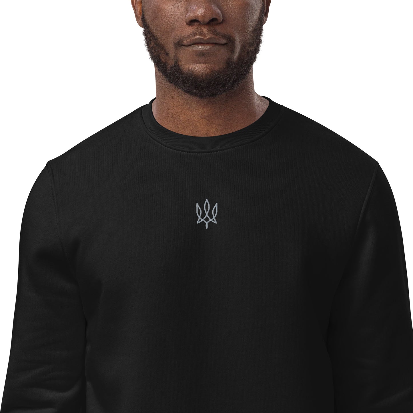 Tryzub embroidered unisex eco sweatshirt in black