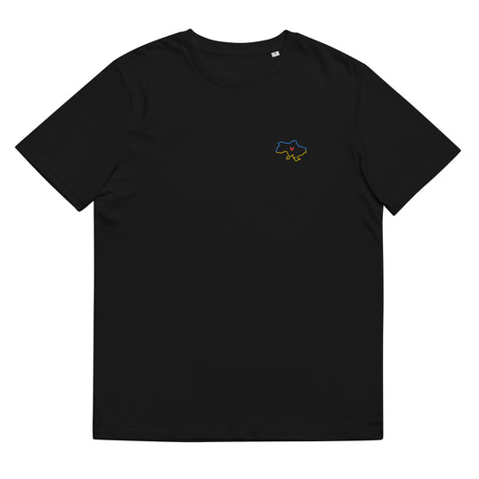 Ukrainian map unisex embroidered organic cotton t-shirt in black