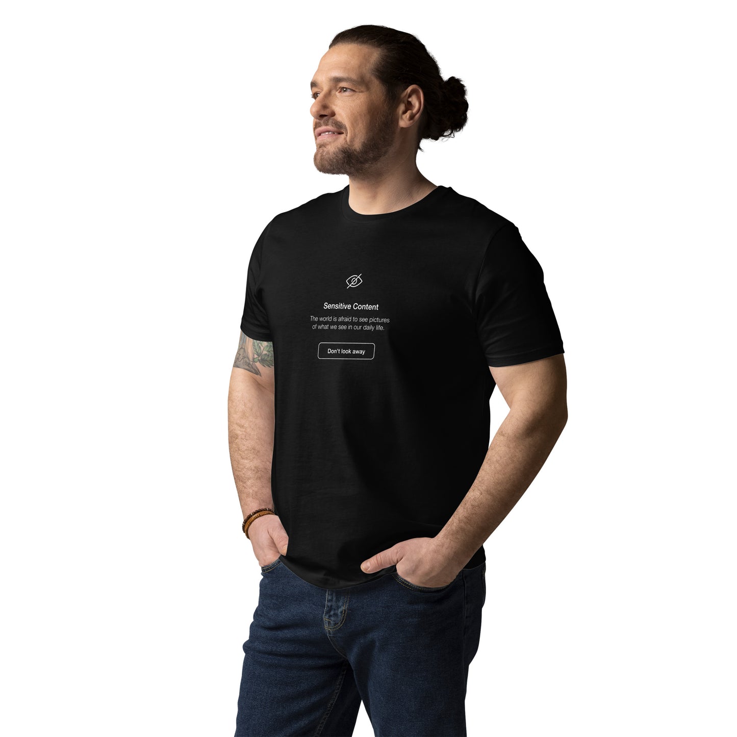 Sensitive Content unisex organic printed cotton t-shirt in black