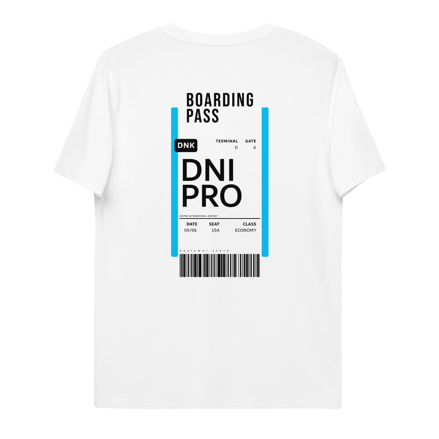 Boarding Pass Dnipro Unisex organic cotton t-shirt